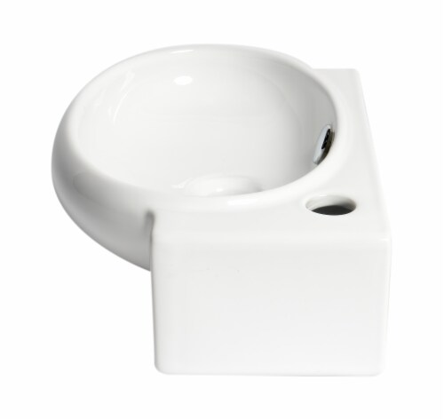 ALFI 17  Small Wall Mounted Porcelain Sink with Faucet Hole Perspective: bottom