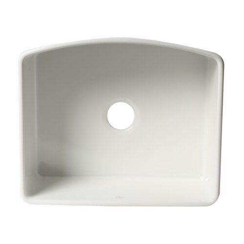 ALFI Brand ABFC2420-W White  Curved Apron 24  x 20  Single Bowl Fireclay Farm Sink with Grid Perspective: bottom