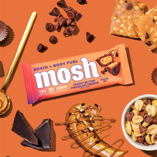 Mosh® Peanut Butter Chocolate Crunch Brain + Body Fuel Nutrition Bar Perspective: bottom
