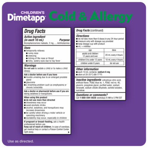 Children’s Dimetapp Cold & Allergy Perspective: bottom