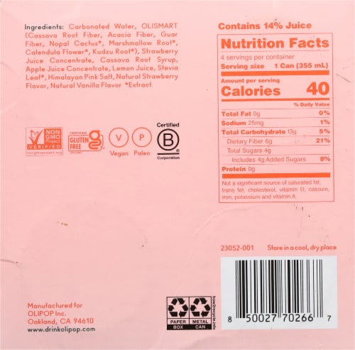 Olipop® Prebiotic Soda Strawberry Vanilla Perspective: bottom
