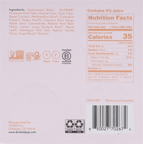 Olipop® Classic Root Beer Prebiotic Soda Perspective: bottom