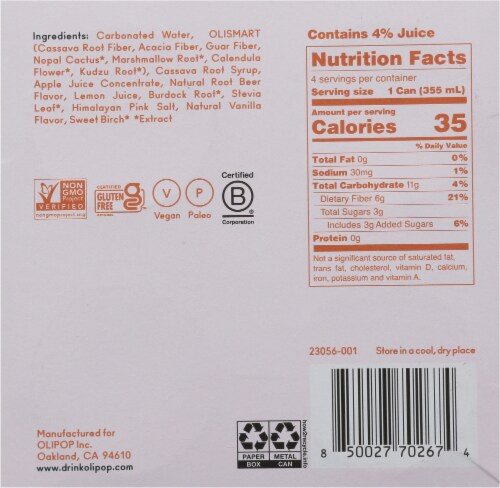 Olipop® Classic Root Beer Prebiotic Soda Perspective: bottom