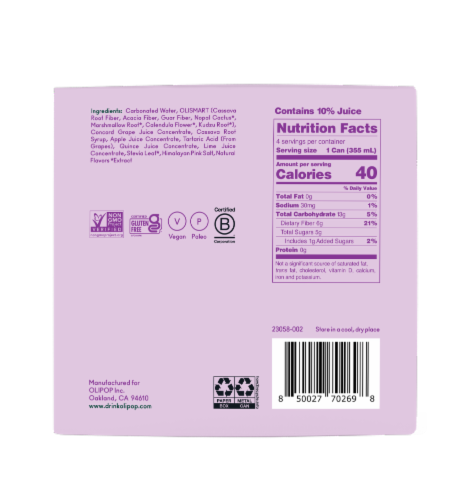 Olipop® Prebiotic Classic Grape Soda Perspective: bottom