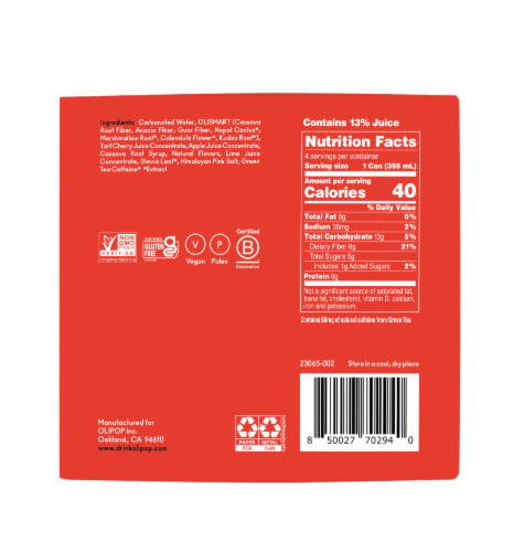 Olipop® Cherry Cola Prebiotic Soda Perspective: bottom