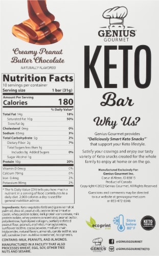 Genius Gourmet® Creamy Peanut Butter Chocolate Keto Bar Perspective: bottom