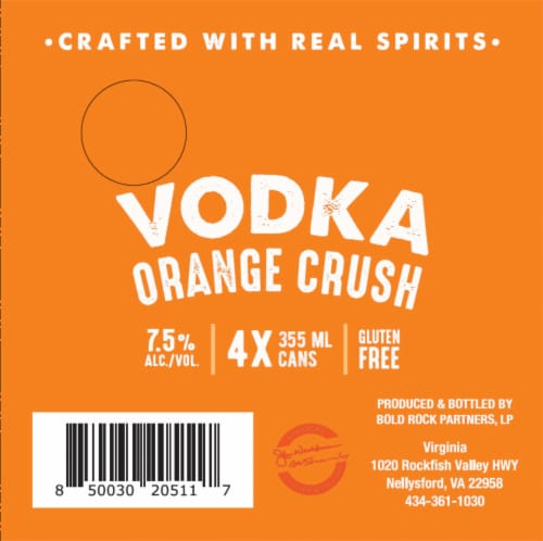 Bold Rock Vodka Orange Crush Craft Cocktails Perspective: bottom