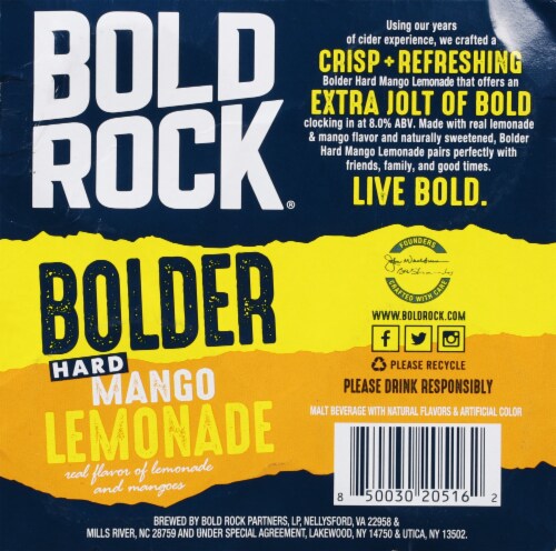 Bold Rock Bolder Mango Hard Lemonade Perspective: bottom