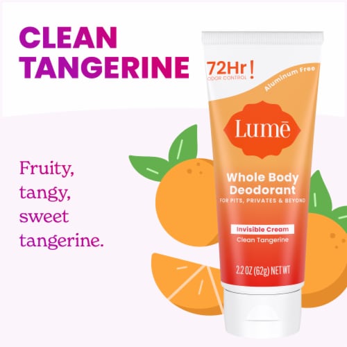 Lume Women’s Whole Body Deodorant Invisible Cream Clean Tangerine Aluminum Free Perspective: bottom
