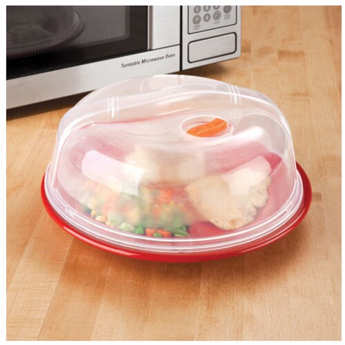 Plastic Microwave Plate Cover Clear Steam Vent Splatter Lid 10.25