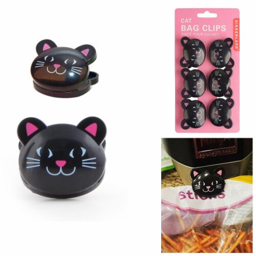6 Pc Sealing Chip Clips Storage Bag Fresh Food Snack Clip Grip Coffee Crafts Cat Perspective: bottom