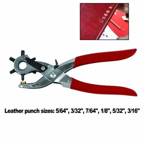 9  Rubber Gripped Carbon Steel 6 Size Revolving Leather Hole Punch Tool w/ Brass Perspective: bottom