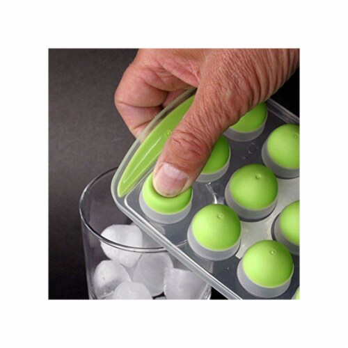 4 Push Out Ice Cube Trays Easy Pop Out Round Cubes Flexible Silicone Bottom Tray Perspective: bottom