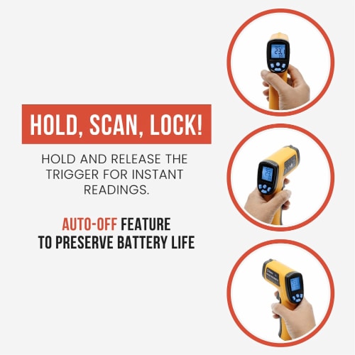 Infrared Thermometer, Backlit LCD Display, -58℉～1022℉ (-50℃～550℃) Temperature Gun Perspective: bottom