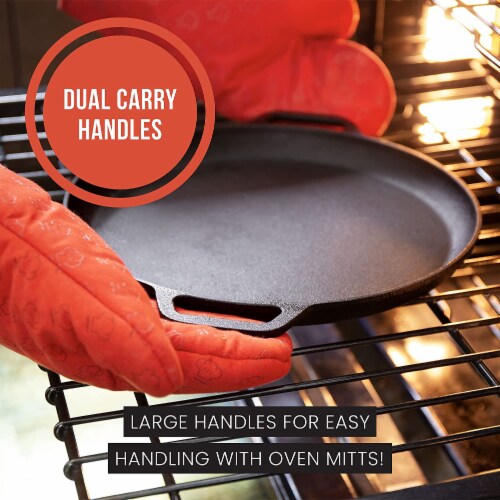 Chef Pomodoro Cast Iron Pizza Pan, 12 Inch Pre-Seasoned Skillet, with Handles, Baking Pan Perspective: bottom