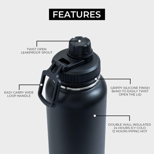 BOZ Stainless Steel Water Bottle XL - Two-Pack Bundle, Blue / Black, (1 L / 34oz) Wide Mouth Perspective: bottom