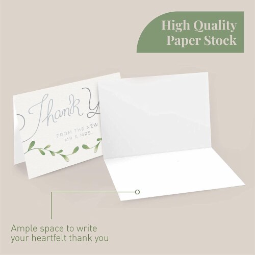 Thank You Wedding Cards with Envelopes & Stickers, 100 Bulk Pack, Silver Foil Perspective: bottom