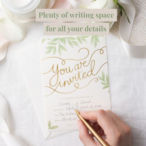 Rileys & Co 50 Pack Wedding Invitation Cards with Envelopes and Stickers, Gold Foil 5x7" Perspective: bottom