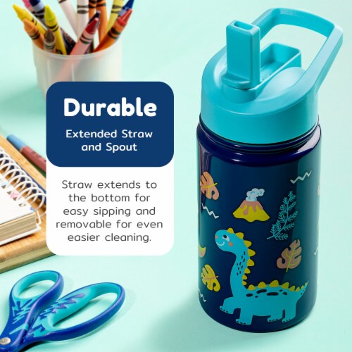 BOZ Kids Insulated Water Bottle with Straw Lid, Stainless Steel Vacuum (Dinosaur) Perspective: bottom