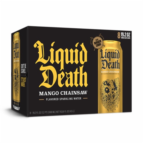 Liquid Death, Mango Chainsaw, Mango-Flavored Sparkling Water Perspective: bottom