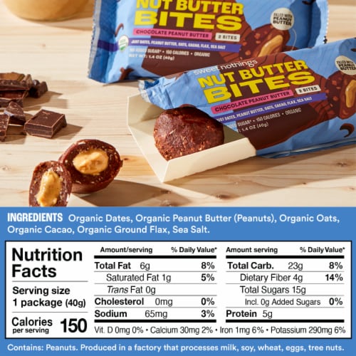 Sweet Nothings Organic Chocolate Peanut Butter Nut Butter Bites Perspective: bottom