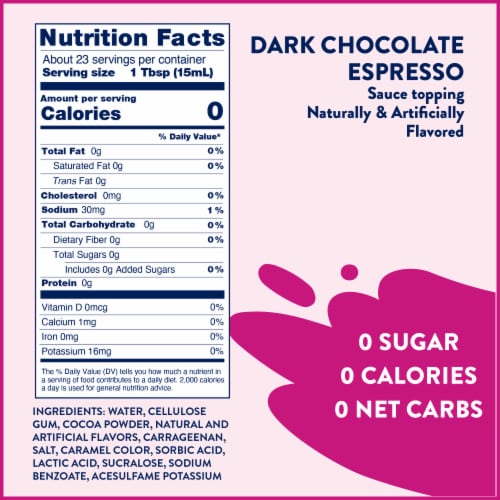Jordan's Skinny Mixes® Sauces Dark Chocolate Espresso Sauce Topping Perspective: bottom