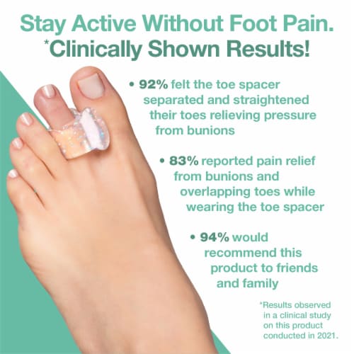 ZenToes Gel Toe Separators for Bunions, Overlapping Toes and Drift Pain - 4 Pack (Glitter) Perspective: bottom