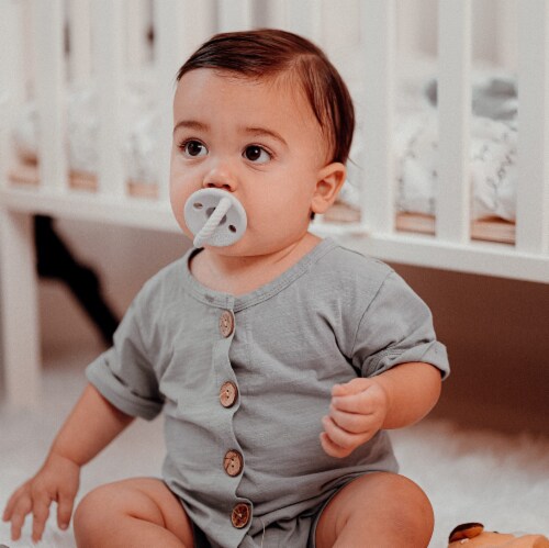 Pacifier 4 Pack by Comfy Cubs, Grey, Flat Perspective: bottom