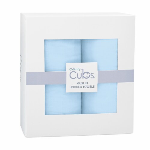 Baby Hooded Muslin Cotton Towel 2 pack Ultra Soft Warm Absorbent By Comfy Cubs (Sky Blue) Perspective: bottom