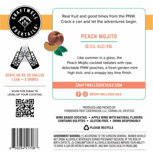 Craftwell Cocktails® Peach Mojito Wine Cocktail Perspective: bottom