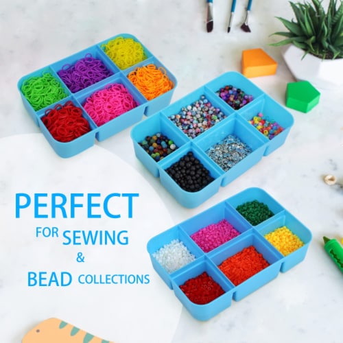 3-Layer Stackable Craft Storage Containers - Clear Plastic Craft Box Organizer with 30 Adjustable Compartments and Handle - Portable Beads Organizers