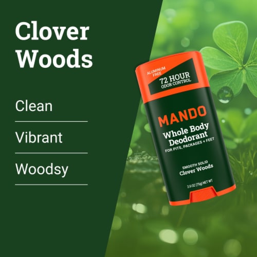 Mando Whole Body Deodorant - Men’s Aluminum-Free Smooth Solid Stick Deodorant - Clover Woods Perspective: bottom