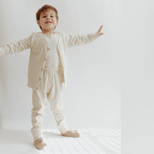 Organic Neutral Pants in Natural Undyed Cotton - Natural Perspective: bottom