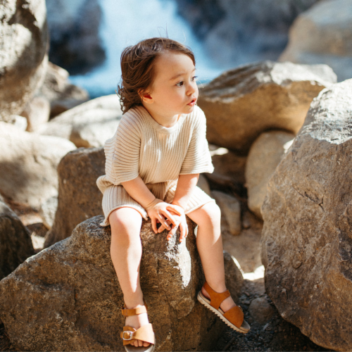 Neutral Knit Romper Perspective: bottom