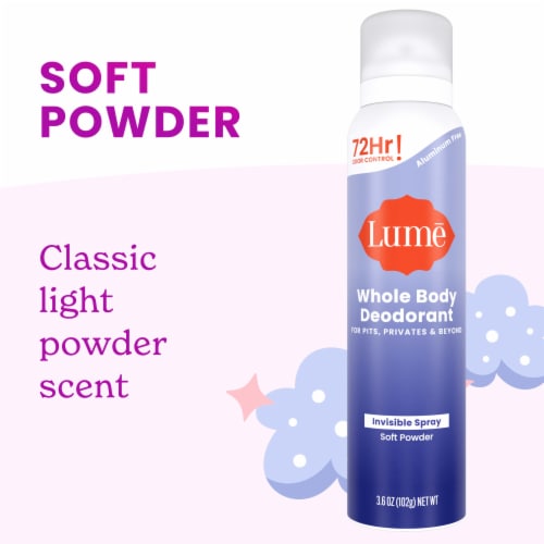 Lume Women's Whole Body Invisible Deodorant Spray Soft Powder Aluminum Free Perspective: bottom