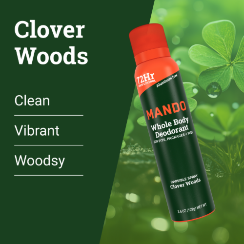 Mando Whole Body Men’s Deodorant - Invisible Spray Deodorant - Aluminum Free - Clover Woods Perspective: bottom