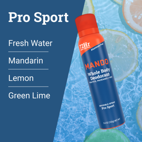 Mando Whole Body Men’s Deodorant - Invisible Spray Deodorant - Aluminum Free - Pro Sport Perspective: bottom