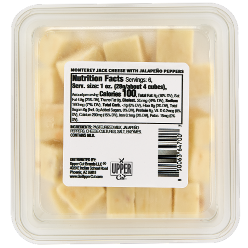 Upper Cut® Cubed Pepper Jack Cheese Perspective: bottom