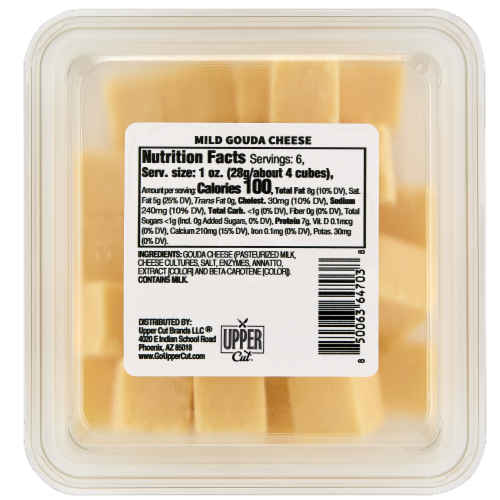 Upper Cut Cubed Mild Gouda Cheese Perspective: bottom