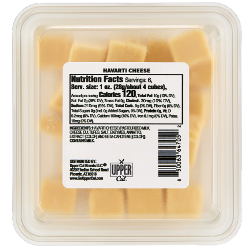 Upper Cut Cubed Havarti Cheese Perspective: bottom