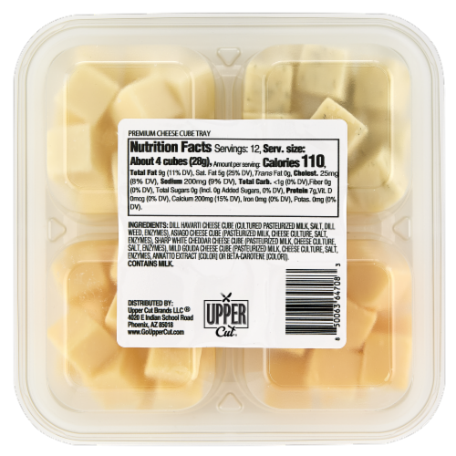 Upper Cut Elevated Assorted Cheese Cube Tray Perspective: bottom