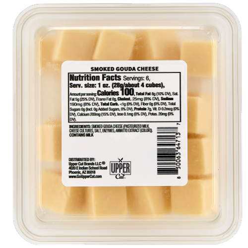 Upper Cut Cubed Smoked Gouda Cheese Perspective: bottom