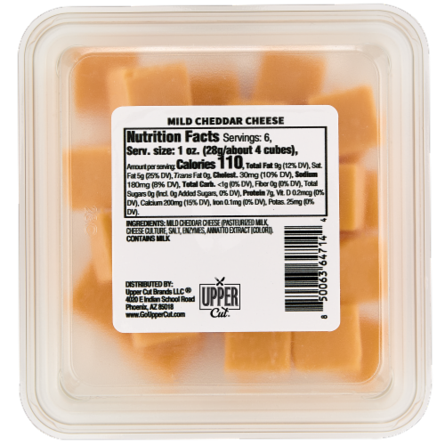 Upper Cut Cubed Mild Cheddar Cheese Perspective: bottom