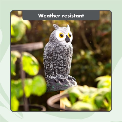 BIRD BLINDER Fake Owl Decoy Set of 3 Gray - Scare Birds Away! Perspective: bottom