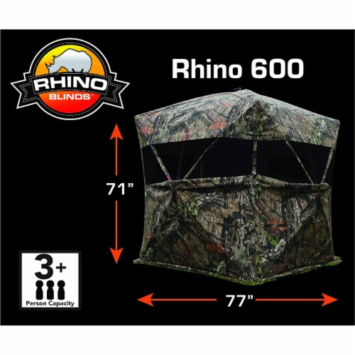 Rhino Blinds R600MOC 3 Person Hunting Ground Blind, Mossy Oak Break Up