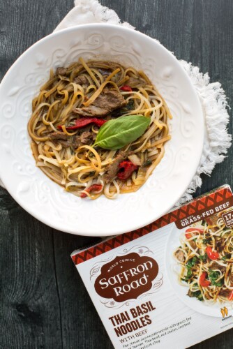 Saffron Road Thai Basil Noodles with Beef Gluten-Free Frozen Meal Perspective: bottom