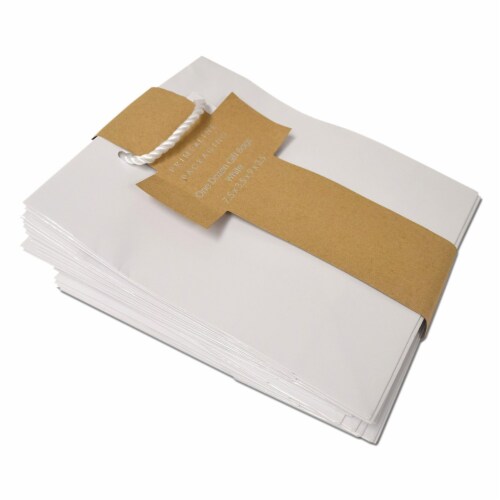 Occasionall Designer White Paper Gift Wrap Bags with Handles Solid Colors Bulk 12Pk 7.5x3.5x9 Perspective: bottom