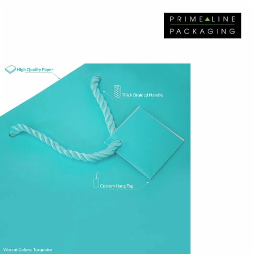 Occasionall Turquoise Designer Paper Gift Wrap Bags with Handles Solid Colors 12Pk 4x2.75x4.5 Perspective: bottom