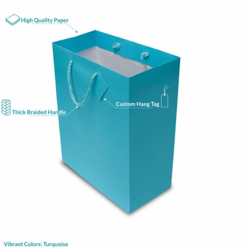 Occasionall Large Turquoise Paper Gift Wrap Bags With Handles Solid Colors Gift 12 Pk 10x5x13 Perspective: bottom