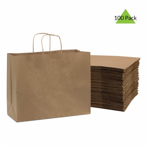 Prime Line Packaging Brown Natural Kraft Paper Shopping Bags with